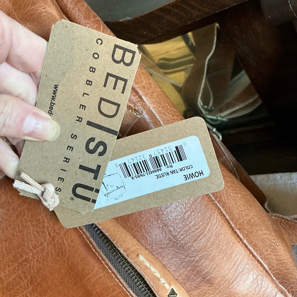 NWT Bed Stu Leather Howie Flapover Leather Backpack Tan Rustic Retail $365 - Picture 5 of 13